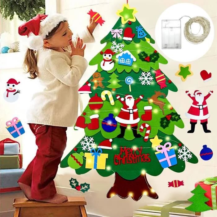 EMITUOFO Feutre Arbre de Noël, Sapin de Noël en Feutre Enfant, Arbre de Noël avec Bonhomme de Neige avec Ornements Décoration à Suspendre Amovibles EMITUOFO Feutre Arbre de Noël, Sapin de Noël en Feutre Enfant, Arbre de Noël avec Bonhomme de Neige avec Ornements Décoration à Suspendre Amovibles
