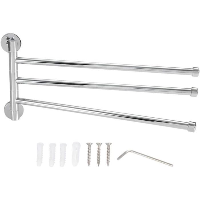 Porte-Serviettes Pivotant Acier Inoxydable 5 Rails Blanc - Rangement Salle De Bain Et Cuisine