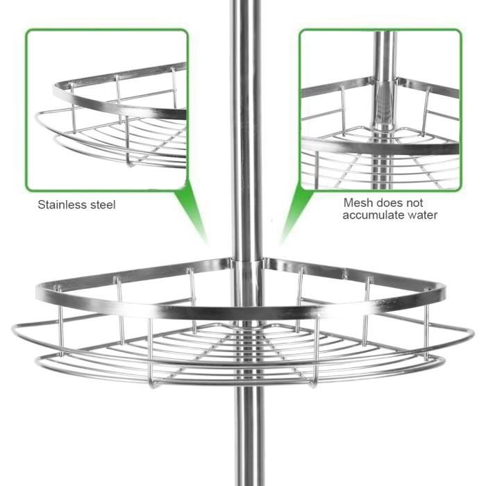 etagère d'angle télescopique dianwaa - meuble etagere salle de bain en acier inoxydable - étagère réglable