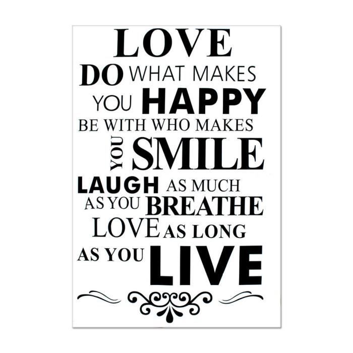 Nouveau Amour Heureux Sourire Direct Citations Sticker Mural Pour La Decoration Art Amovible Diy Mots Caracteres Stickers Adesivo De Achat Vente Carte Postale Deco Cdiscount