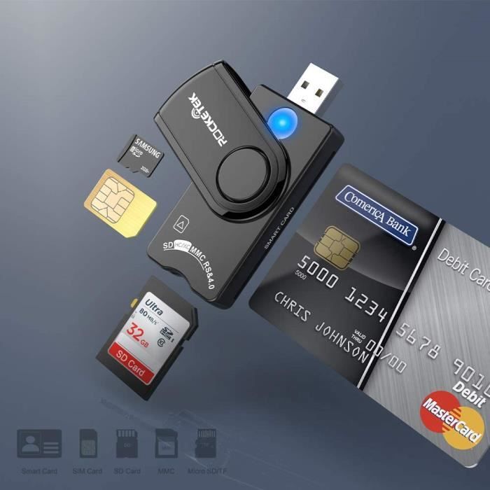 Brave-lecteur de carte d'identité Lecteur de carte à puce multifonction