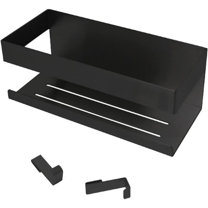 Étagère De Douche D'angle Sans Perçage - 2 Pièces, Support Jusqu'à 4 Kg, Fixation Ventouse/adhésif, Noir