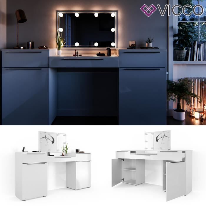 Coiffeuse Little Lilli blanc/brillant + tabouret