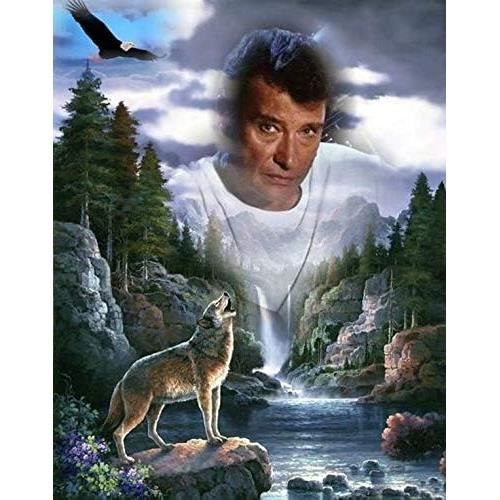 XUNLVE Johnny Hallyday 5D Diamond Painting Kits Diamant Broderie Point De Croix Mosaïque Puzzle Salon Chambre Décor À La Maison,a72,80x105cm