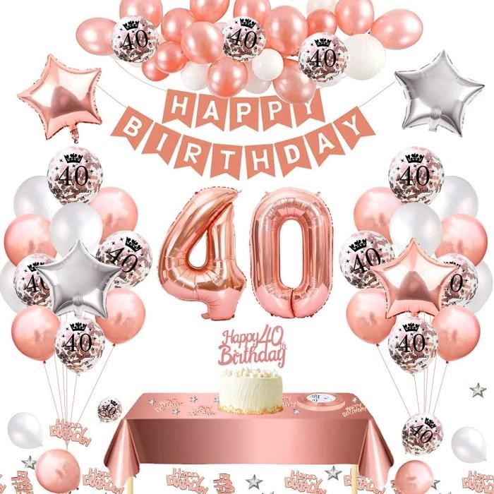 40 Ans Anniversaire Decoration Ballon Femme, Anniversaire 40 Ans Femme Or  Rose 40 Ans Bannière Joyeux Anniversaire, Nappe Ros[N4826] - Cdiscount  Maison