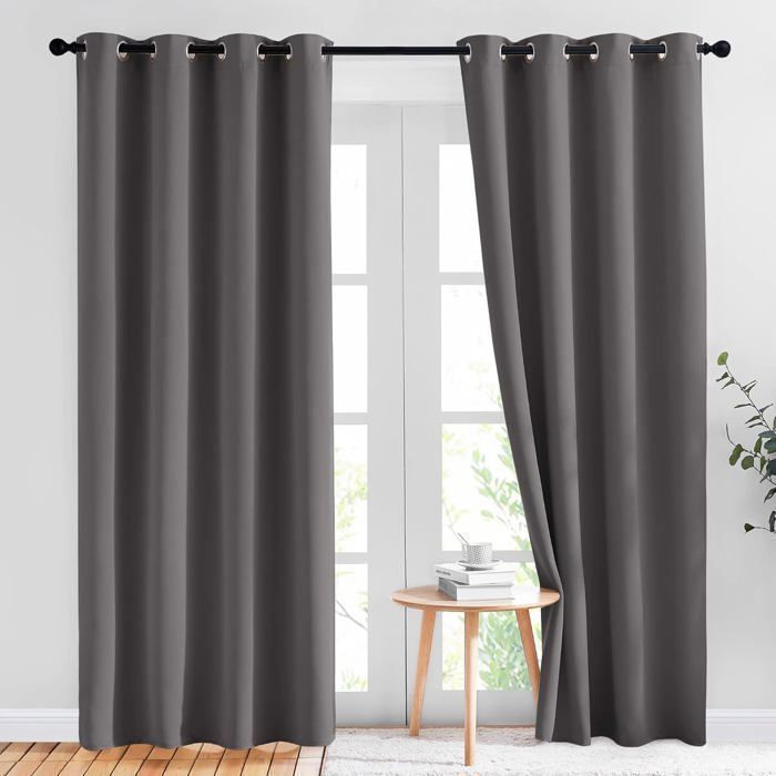 Rideau Occultant Moderne Gris - Panneau Unique Pour Porte-fenêtre, Style épuré Et Intemporel