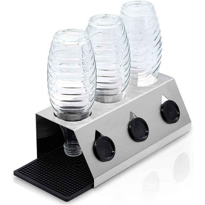 FLOVIA Porte-Bouteille pour Sodastream Soda Stream Egouttoir, 3 pièces avec bac d'égouttage
