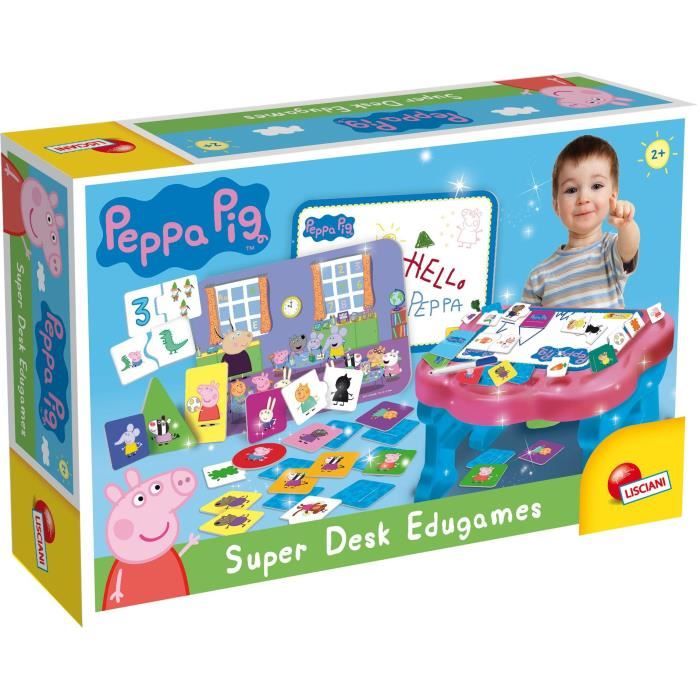 bureau d'activités peppa pig super desk - lisciani giochi - 10 jeux éducatifs