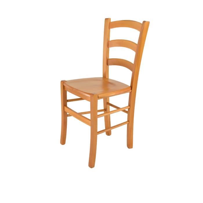 Tommychairs - Chaise cuisine VENICE robuste structure en bois de hêtre peindré en couleur miel et assise en bois