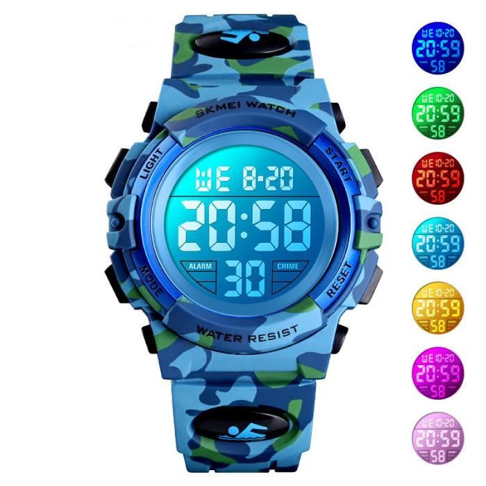 Montre Enfant Fille Garcon Digitale Extérieur Sport Etanche Montre,Montre  Enfants Garcon Avec Alarme-Minuteur-Lumière Led Po[x809] , - Achat/vente  montre - Cdiscount