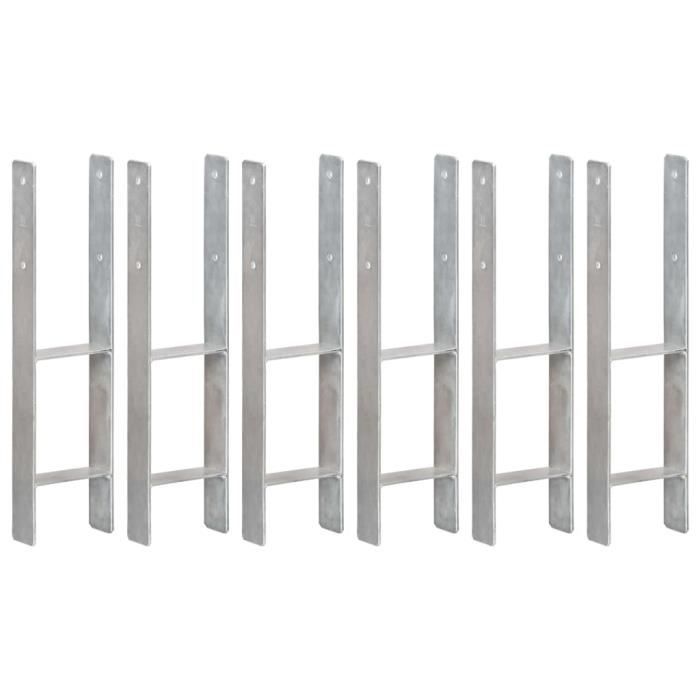 Piquets de clôture VIDAXL 6 pcs Acier galvanisé 14x6x60 cm