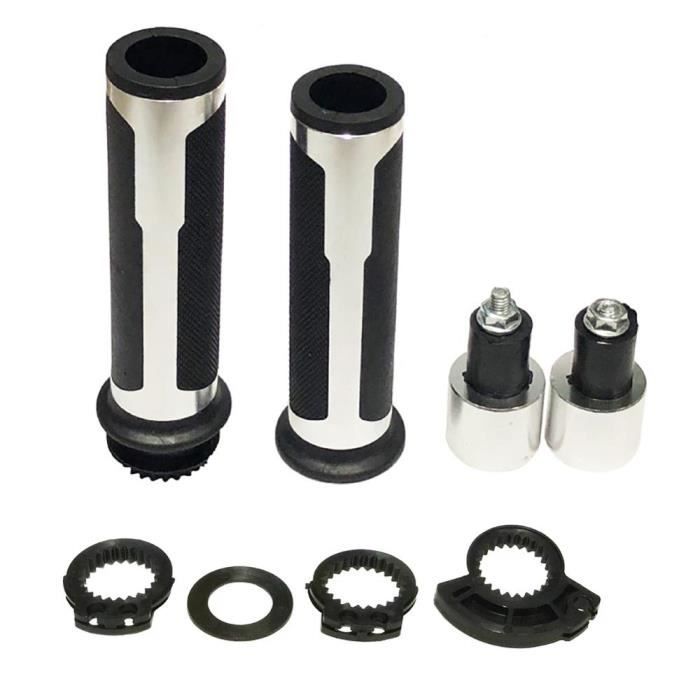 Poignee Moto Poignées Guidon Moto Fydun - Alliage Aluminium Et Caoutchouc - 7/8" - Couleur Titane - Antidérapantes Poignée Antidérapante Caoutchouc