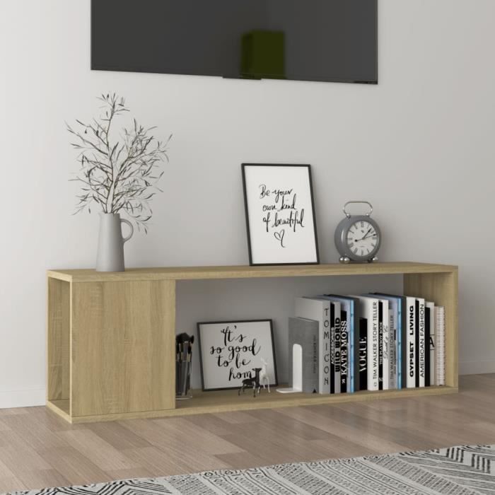 Meuble TV Banc TV Luxueux en Chêne Sonoma 100x24x32 cm - Haute Qualité