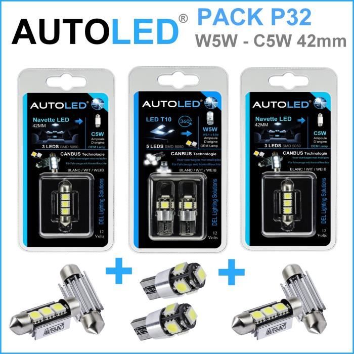 PACK P32 4 Ampoules à LEDS - W5W (t10) 5 LEDS Canbus+navette C5W 42MM Canbus  AUTOLED® - Cdiscount Maison