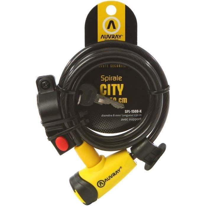 Antivol Vélo Spirale AUVRAY ø8mm - Longueur 150 cm Avec Support