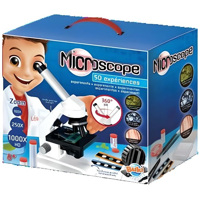 Microscope - BUKI FRANCE - 50 Expériences - Enfant - 8 ans - Mixte - Bleu -  Piles fournies - Piles - Cdiscount Jeux - Jouets