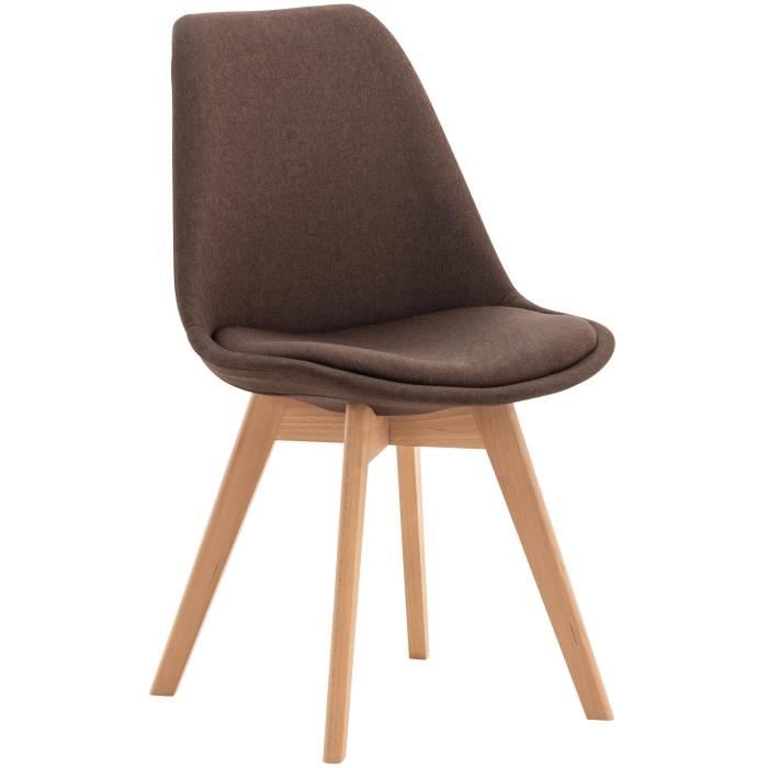 Chaise de salle à manger cuisine Linares - CLP - Marron - Bois massif - Simili - Tissu - Plastique