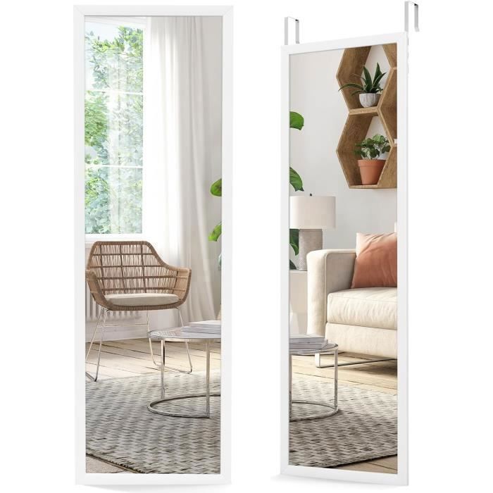 COSTWAY Miroir Mural Rectangulaire 97 X 67 Cm, Grand Miroir En Bois De Sapin Crochets En Metal Miroir Decoration Murale Pour Salon Chambre Entree Montage Verticalhorizontal Rustique 86210898