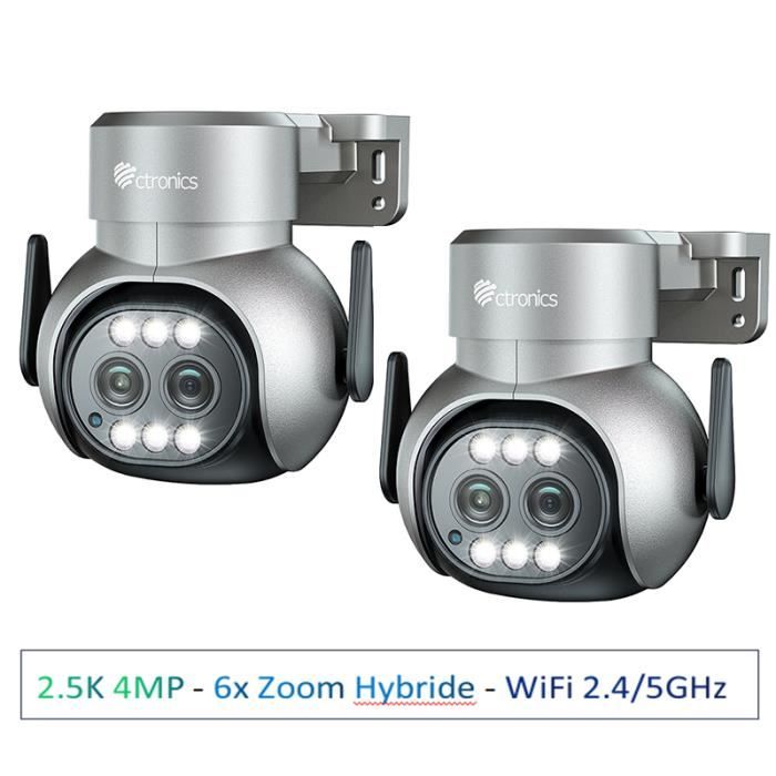 Ctronics 2K 3MP Caméra Surveillance WiFi Extérieur sans Fil Solaire PT