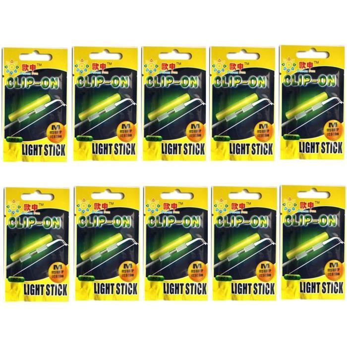50 Bâtons Lumineux Verts Pour Pêche De Nuit - 4,5 X 37 Mm - Visibles Jusqu'à 30 M - Durée 10-12h - Faciles à Activer