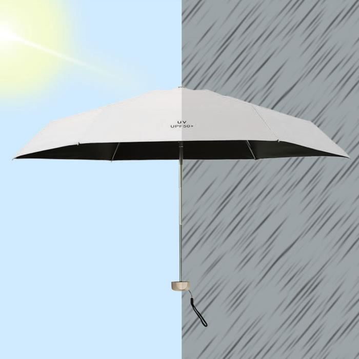 EJ.life Parasol Parapluie solaire Super léger, Mini pliable, Protection UV, coupe-vent, Portable, double bagagerie parapluie Blanc