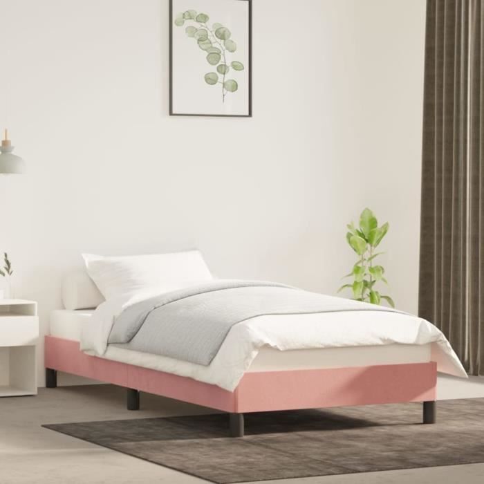 FAMIROSA Cadre de Lit Rose 90x200 cm Velours-957