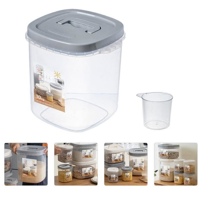 Conteneur De Stockage Alimentaire Hermétique 5 Kg - Pour Riz, Céréales, Pâtes - Avec Couvercle Rabattable Et Roulette - Transparent - Qualité Alimentaire