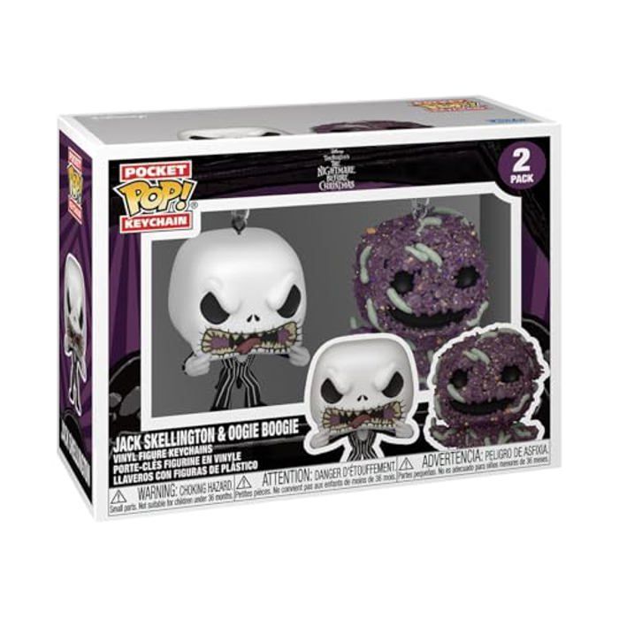 Funko Pop! Keychain: The Nightmare Before Christmas 2pk Jack SkellingtonOogie TNBC Mini Figurine en Vinyle à Collectionner