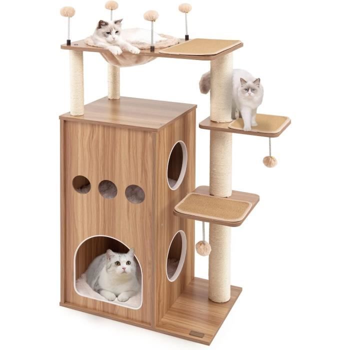 Comparer les prix de GOPLUS Arbre à Chat 132,5cm avec 2 Condos en Bois, Griffoirs en Sisal, Plates-Formes Rembourrées, Pied Antidérapants