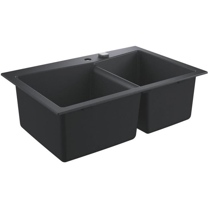 GROHE Évier en composite K700 31657AP0 - A encastrer - 2 bacs - sans égouttoir - 83,8x55,9 cm - Noir