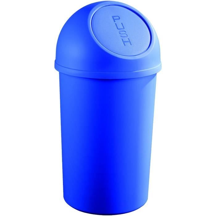 Curver poubelle avec push-couvercle 50 l, bleu et gris sur