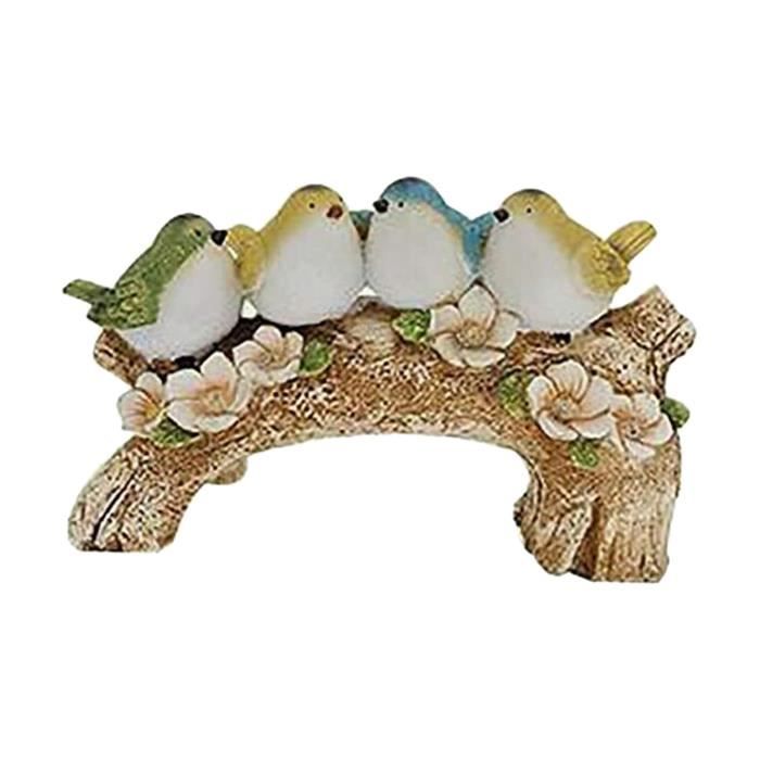 Déco Jardin 4 Oiseaux En Résine - 7x5cm, Résistants Aux Intempéries, Pour Balcon, Pelouse, étang - 12