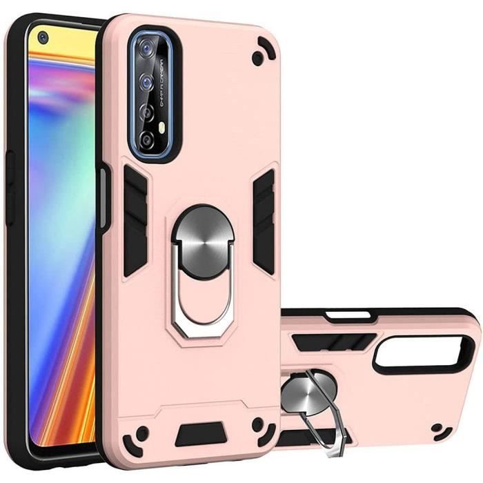 SATURCASE Custodia Per Realme 7 Ibrida 2 In 1 (PC + Silicone) - Con Anello Metallico E Cavalletto, Rosso - 4