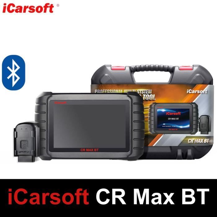 iCarsoft CR Max BT Bluetooth Sans-Fils| Valise Diagnostic Automobile en Français Multimarques Pro - Lecture Codes Défauts FAP Inject