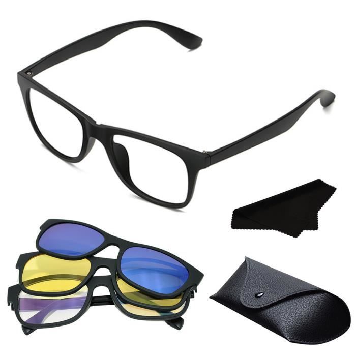 Lunettes anti-lumière bleue 3 en 1 avec sur-lunettes magnétiques pour  vision nocturne et protection