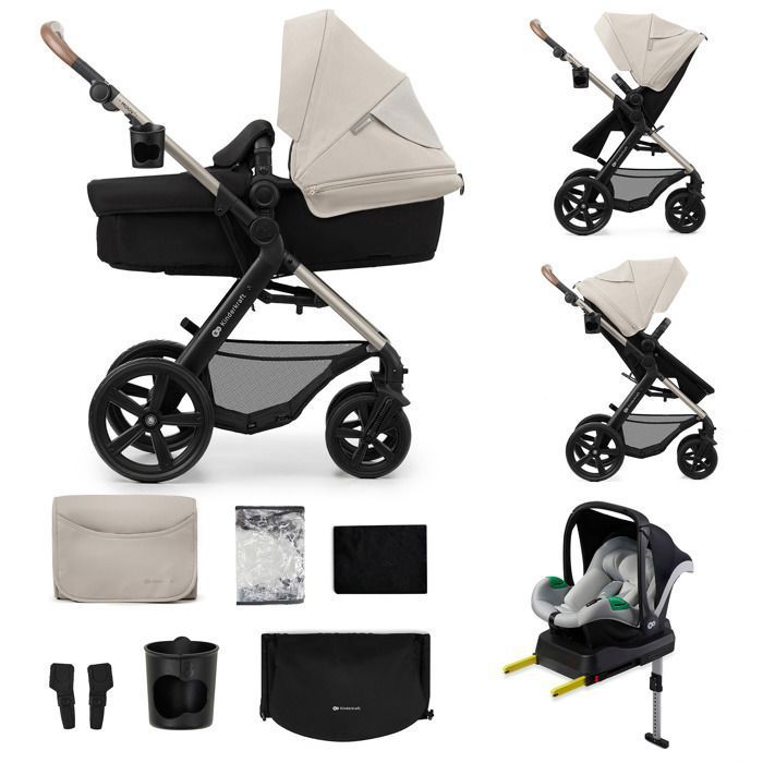 Poussette Kinderkraft MOOV 2 4 en 1 avec siège auto inclus roues amorties travel system jusqu’à 27 kg Gris