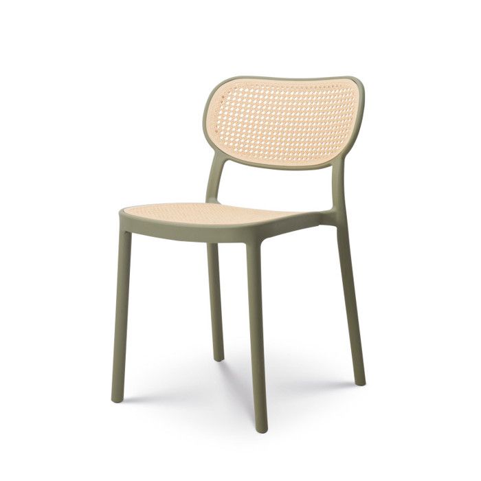 Chaise De Salle à Manger Style Vintage - Cannage Plastique - Empilable - Beige - Kosmi