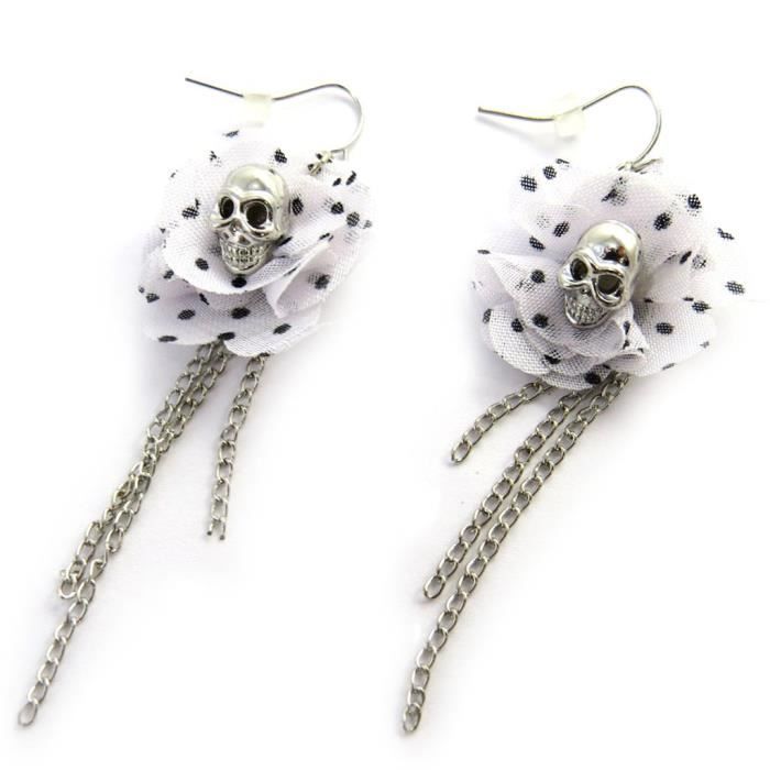 BOUCLES d/'oreilles petite TÊTE de MORT en Plaqué OR 18 carats NEUF BEAUX BIJOUX