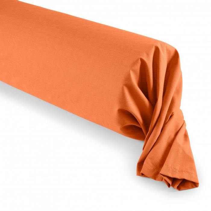 Taie de traversin 45 x 185 cm pour lit 1 et 2 places - 100% Coton-57 fils-cm² Orange