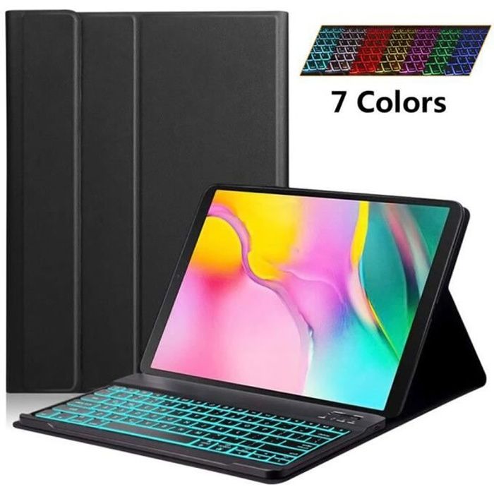 AZERTY ELTD Clavier /Étui pour Samsung Galaxy Tab A 10.1 Pouces 2019 T510//515, Wireless Clavier 7 Couleurs Trois partition r/étro/éclair/é Clavier Housse pour Samsung Galaxy Tab A 10.1 Pouces 2019,BG-N