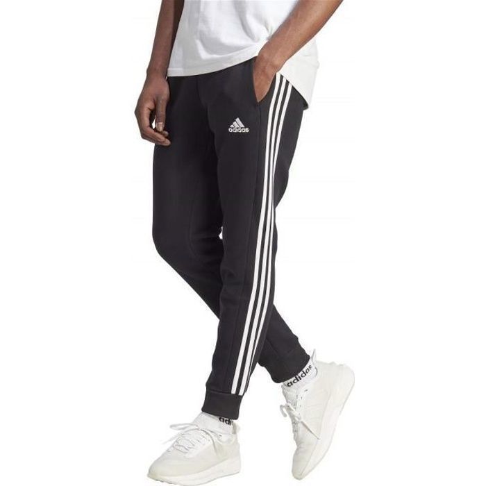 Pantalon de fitness pour homme Adidas Essentials Fleece 3 Stripes Tapered Cuff Noir IB4030 Cdiscount Sport