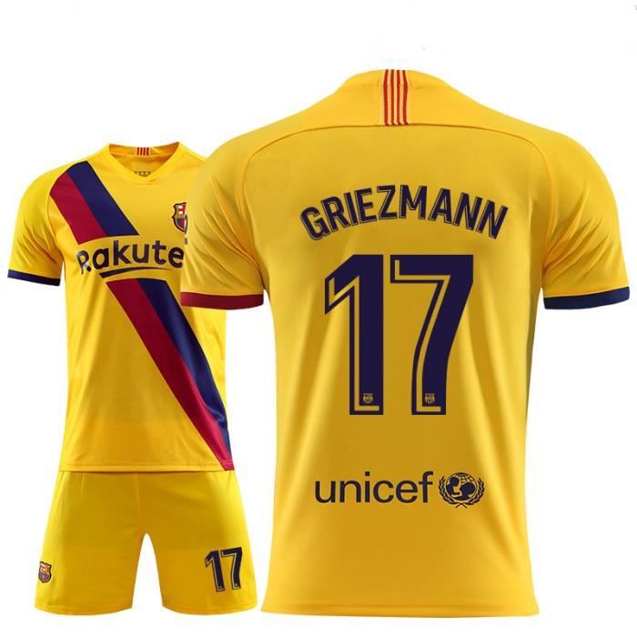FCB Maillot Griezmann 2020 Barcelone officiel Away 2019 2020 en blister Divisa Barcelone 10 enfant garçon adulte jaune
