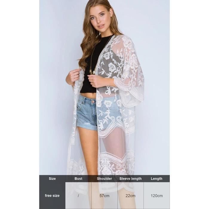 Tunique Longue En Dentelle Transparente - Taille S, Couleur Blanc, Neuve Sans étiquettes, Style Romantique