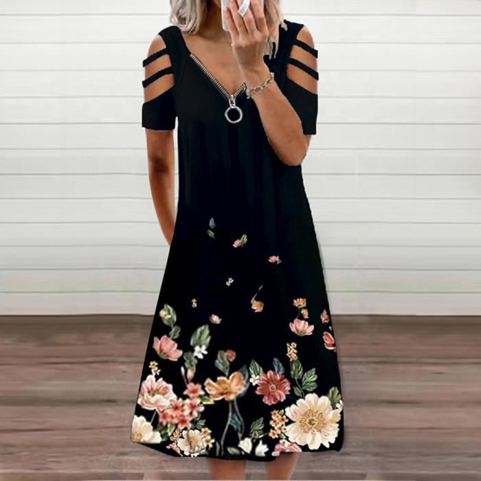 Robe Sweat à Capuche - Femme - Gris - Col Roulé - Manches Longues