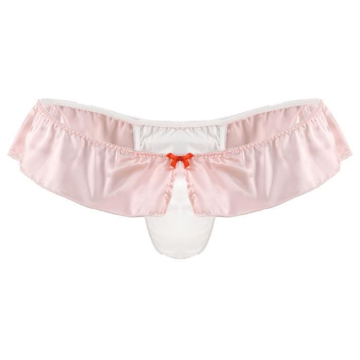 MSemis sous-vêtements Homme Sexy Lingerie de Nuit G-String Satin sous-vêtements Slips Sissy