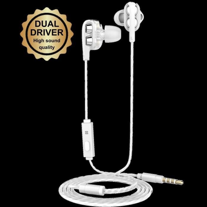 MUVIT M1I+ KIT PIETON PREMIUM DOUBLE HAUT PARLEUR JACK 3.5MM BLANC