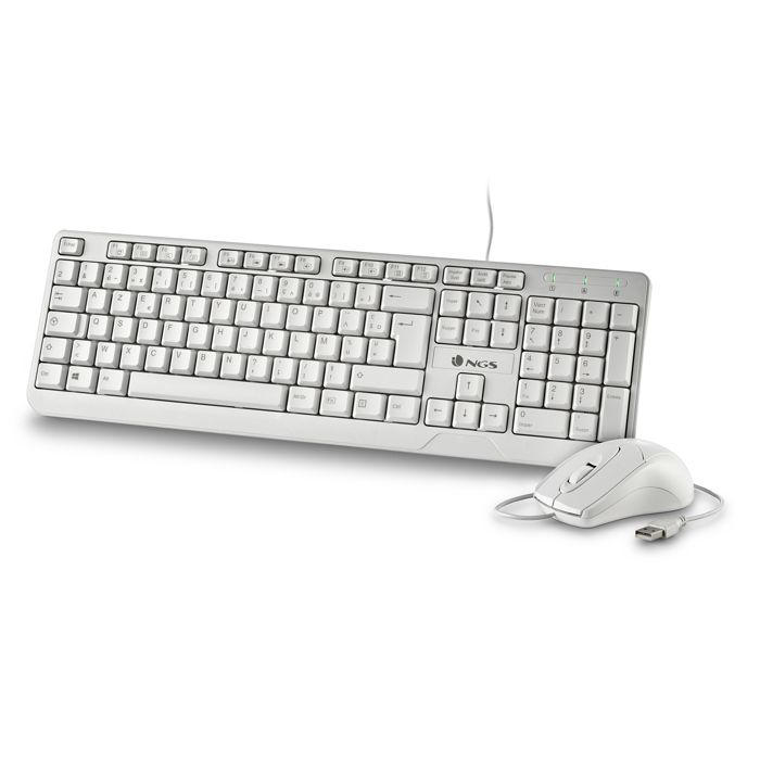 Kit Clavier et Souris – NGS – COCOA – Filaire – 1200 DPI – 12 Touches Multimédia – Blanc