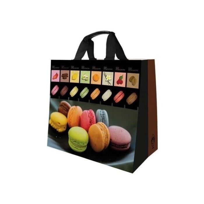 PUBLI EMBAL - Sac cabas polypro tissé - macarons - 30 L - 37x36cm