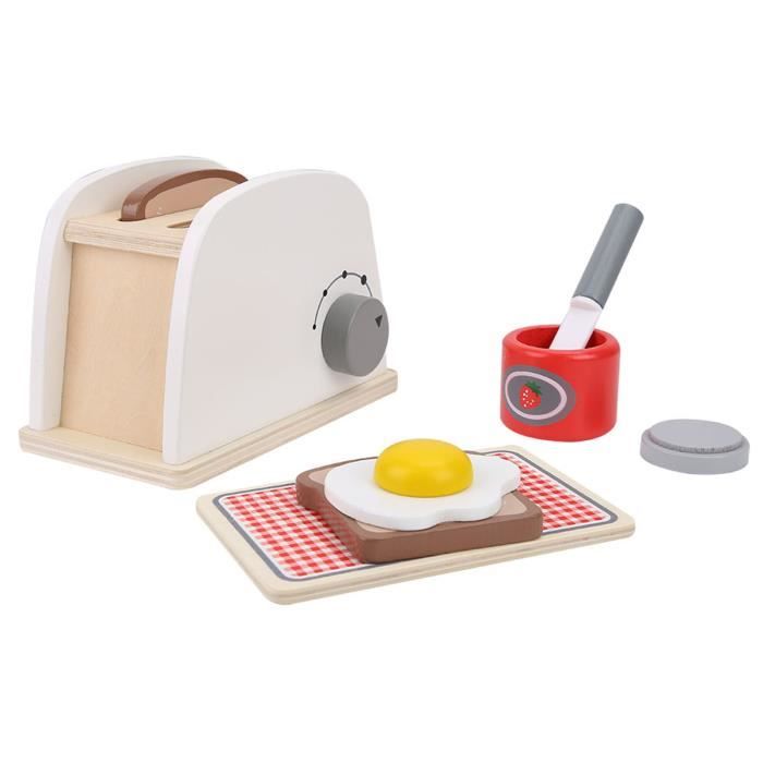 Jouet Grille-pain En Bois Pour Enfants - Ensemble De Simulation Cuisine Avec Pain, œuf, Couteau
