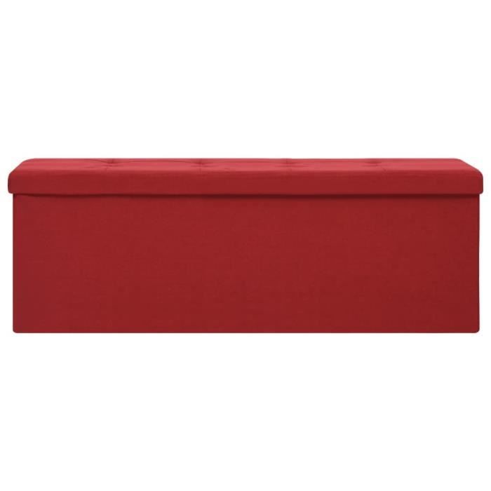 LVL - MEUBLE SIEGE - Banc de rangement pliable Rouge bordeaux Faux lin(5307)